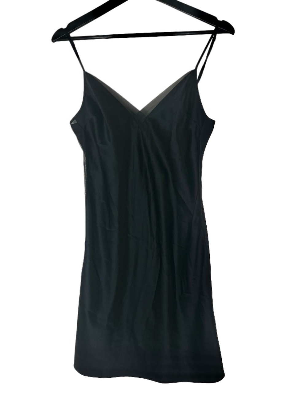 Victoria’s Secret Black Slip Dress Nightgown Sheer Mesh Side Panel Size Small